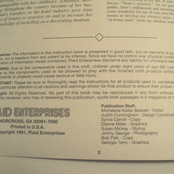 Decorating with Stenciling by Jane Gauss 1991 Very Good Condition #8658 35 Pages - Picture 3 of 3